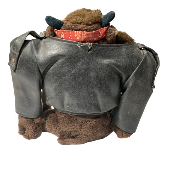 Taz Tasmanian Devil Plush 11" Moto Jacket Looney Toons Vintage Outfit Biker Gang - Picture 8 of 11